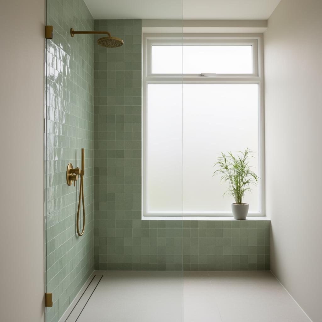 Sunlit walk-in shower in a warm, modern Scottish home